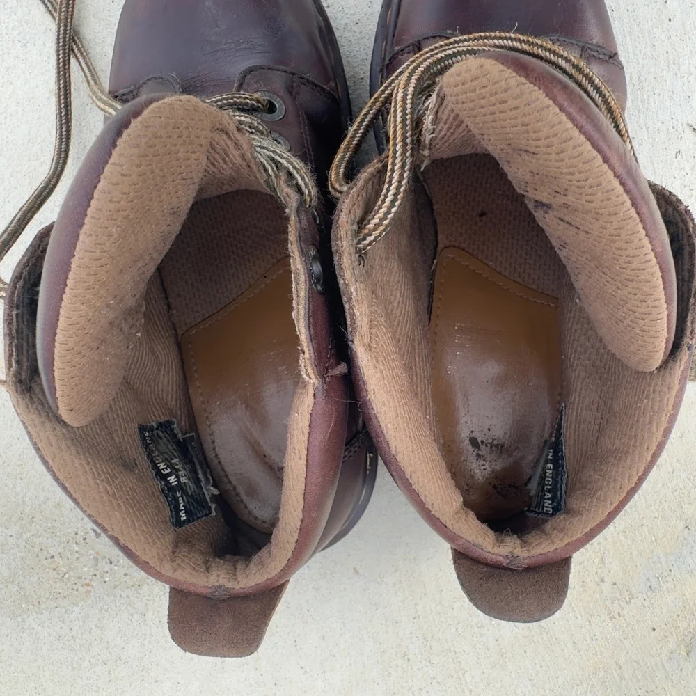 Dr Martens Boots Kid UK2/US3 Brown Leather Grunge Y2K 90s Chunky Made in England